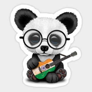 Baby Panda Playing Indian Flag Guitar Sticker